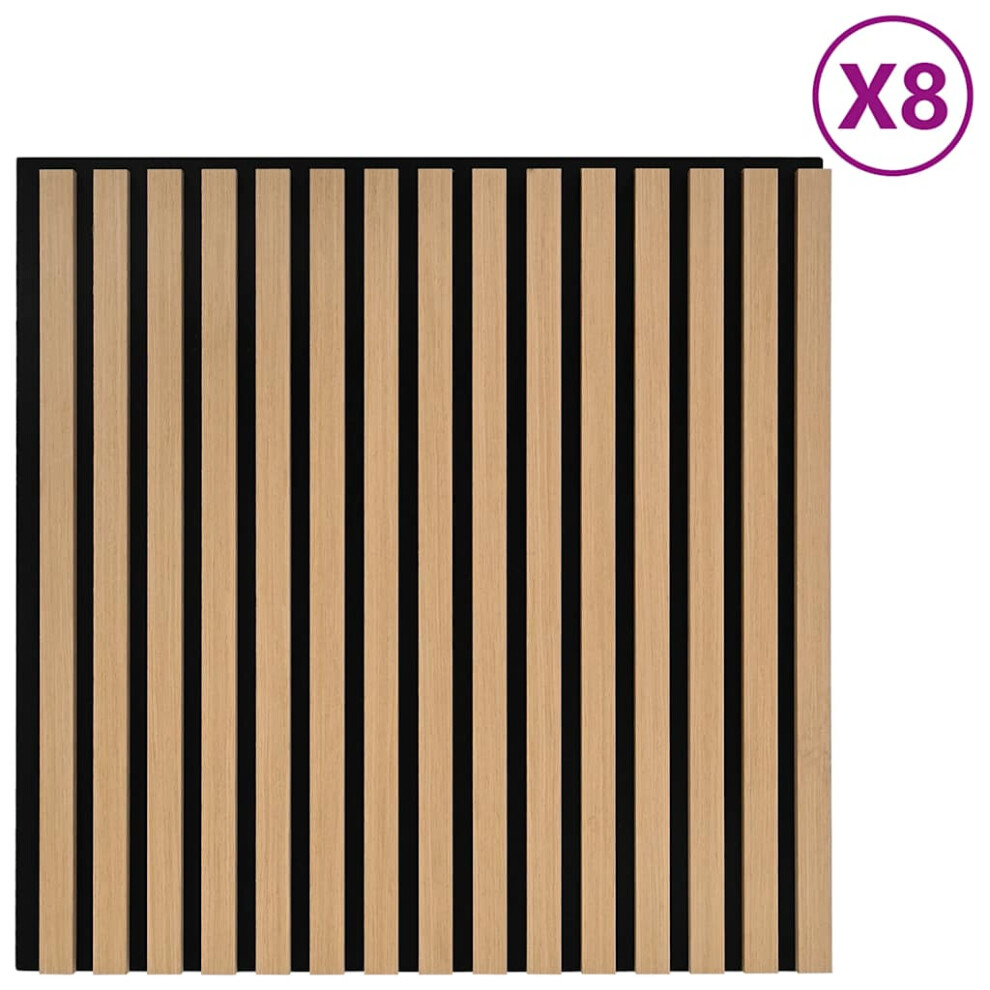 vidaXL Acoustic Wall Panels 8 pcs Slatted 60.5x60 cm Oak Veneer acoustic panel