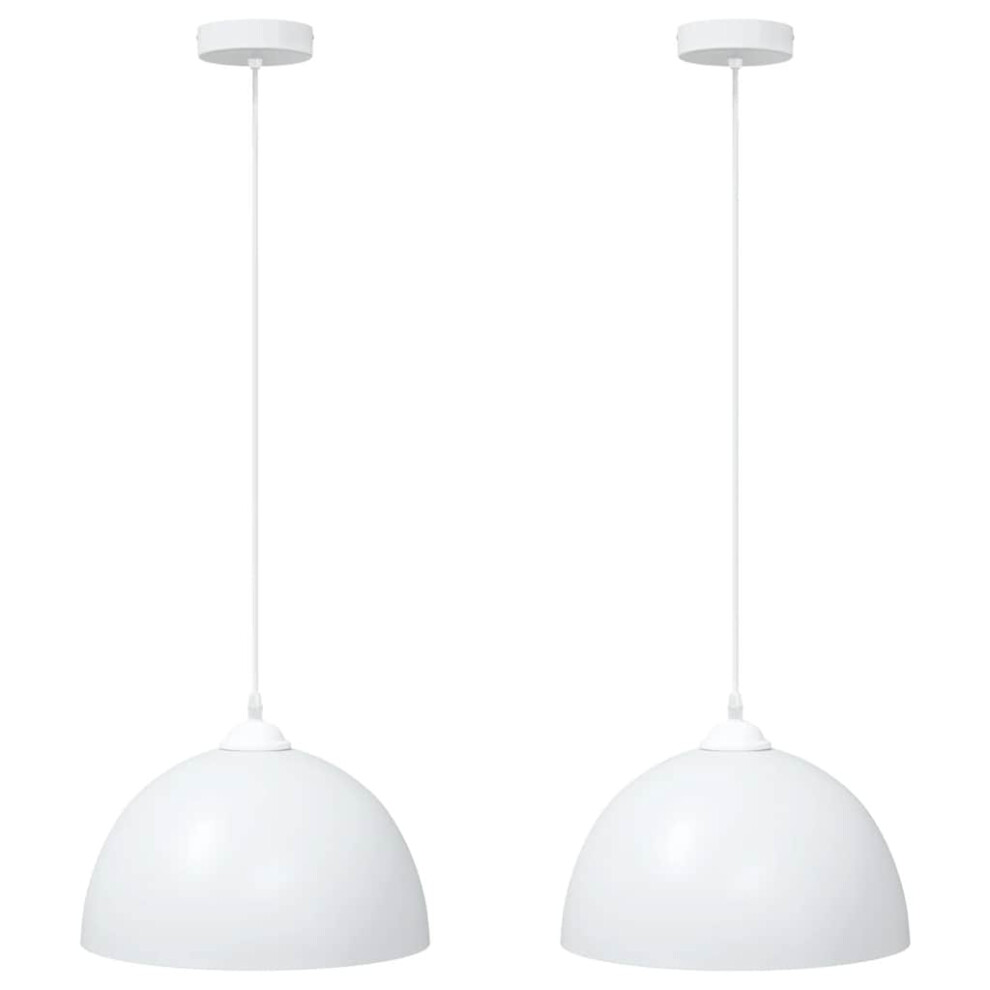 vidaXL Pendant Lamps 2 pcs Height Adjustable E27 White Ã 30 cm Metal-image-OPC-PFZBJVK-NEW