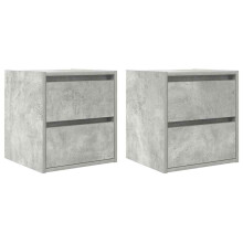 vidaXL Wall-mounted Bedside Cabinets 2 pcs Concrete Grey 38x34x40 cm