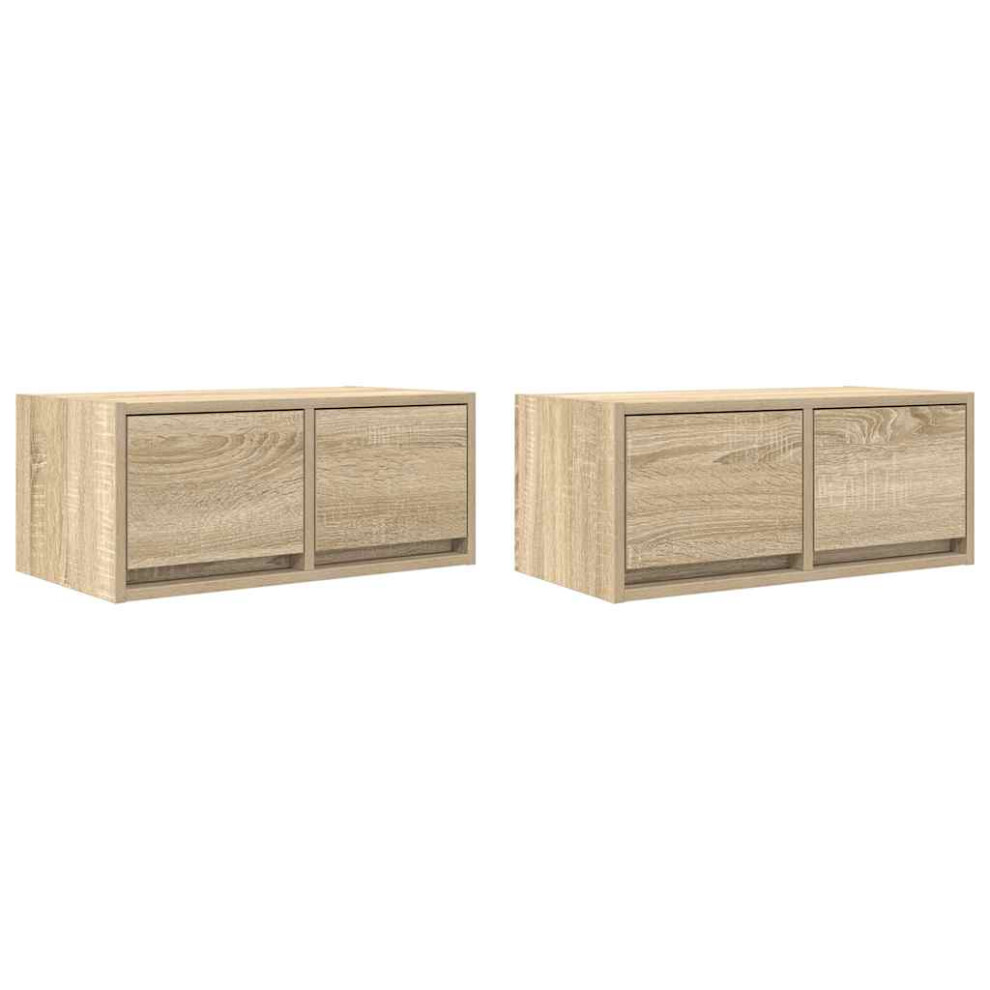 Vidaxl Tv Cabinets 2 Pcs Sonoma Oak 60X31x25.5 Cm Engineered Wood Tv Bench