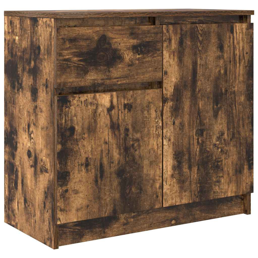 Vidaxl Sideboard With Drawer Smoked Oak 71X35x65 Cm Engineered Wood