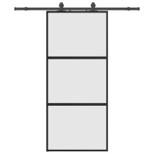 vidaXL Sliding Door with Hardware Set Black 90x205 cm Tempered Glass