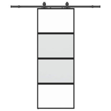 vidaXL Sliding Door with Hardware Set Black 76x205 cm Tempered Glass