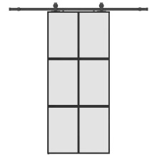 vidaXL Sliding Door with Hardware Set Black 90x205 cm Tempered Glass