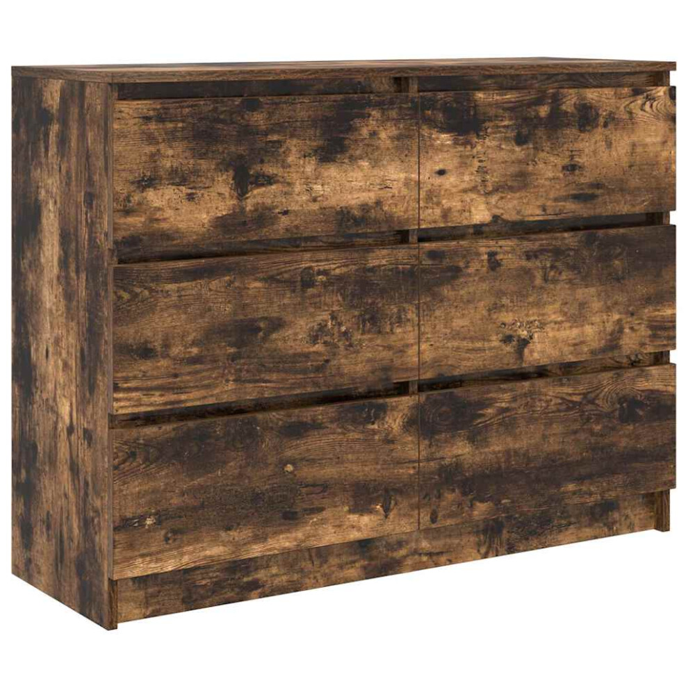 Vidaxl Sideboard Smoked Oak 100X35x76 Cm Engineered Wood Storage Cabinet