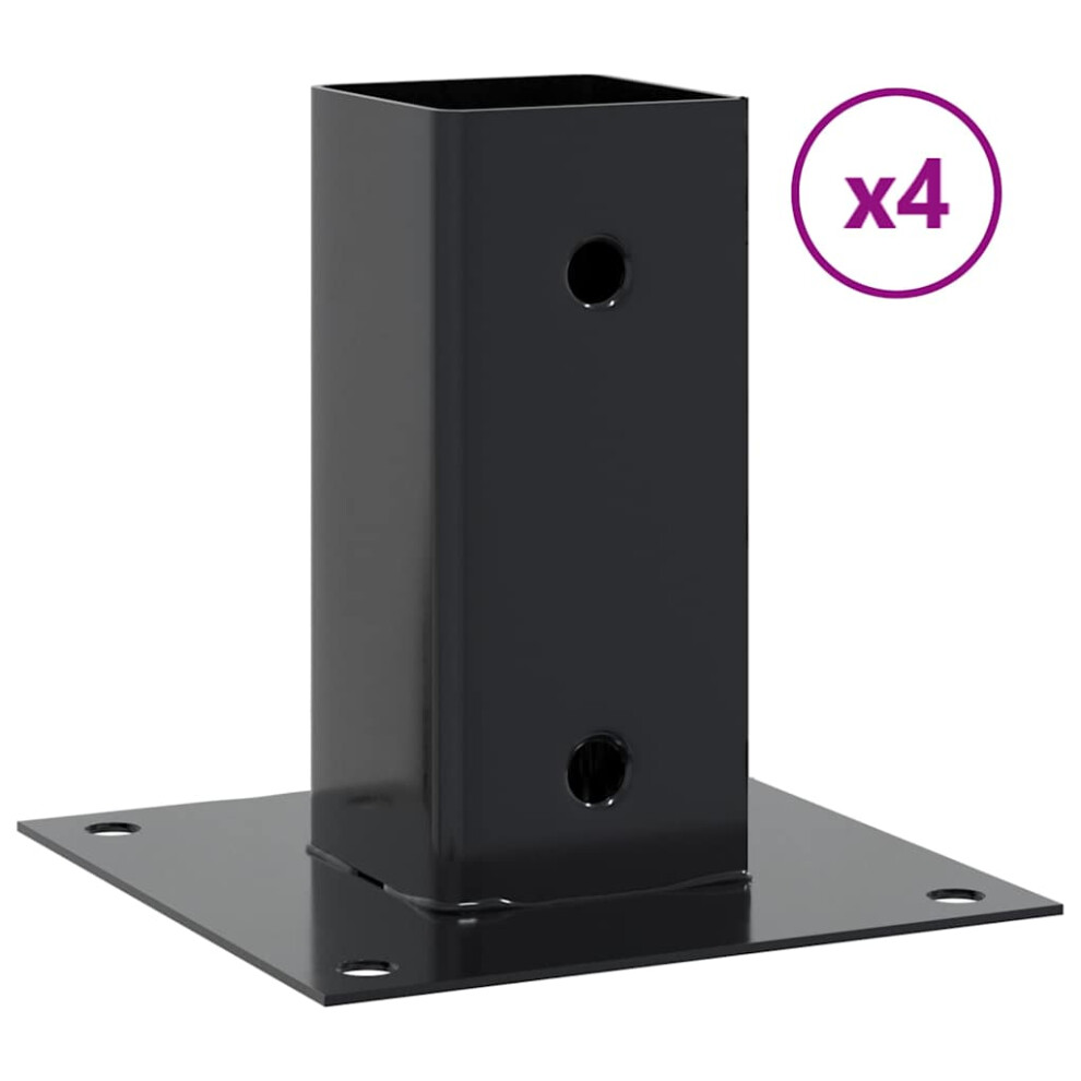 vidaXL Post Bases Square 4 Pcs Anthracite 61x61 Mm Powder-coated Steel