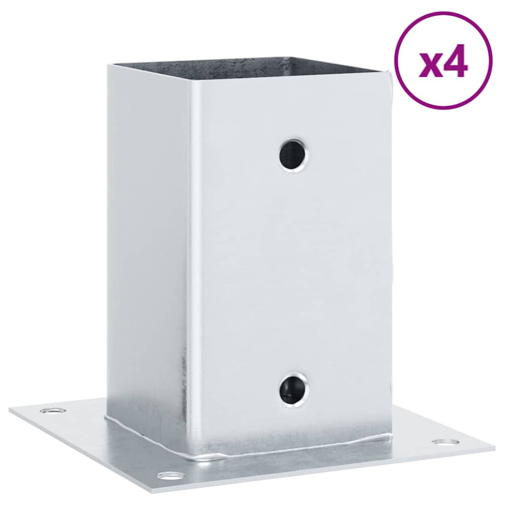 vidaXL Post Bases Square 4 pcs Silver 81x81 mm Galvanised Steel