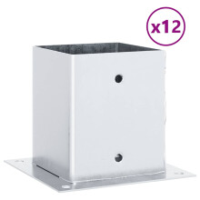 vidaXL Post Bases Square 12 pcs Silver 121x121 mm Galvanised Steel