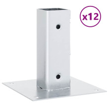 vidaXL Pfostenträger Quadratisch 12 Stk. Silber 51x51mm Stahl Verzinkt