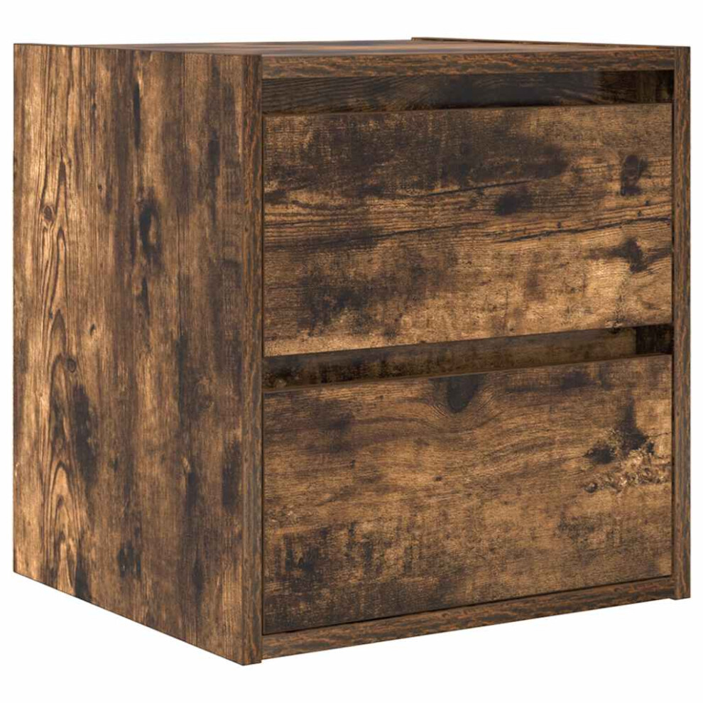 Vidaxl Wall-Mounted Bedside Cabinet Smoked Oak 38X34x40 Cm Bedside Table