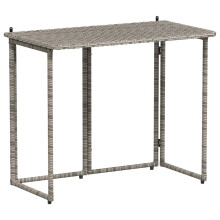 vidaXL Folding Garden Table Grey 90x51x75 cm Poly Rattan outdoor table