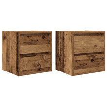 vidaXL Wall-mounted Bedside Cabinets 2 pcs Old Wood 38x34x40 cm bedside table