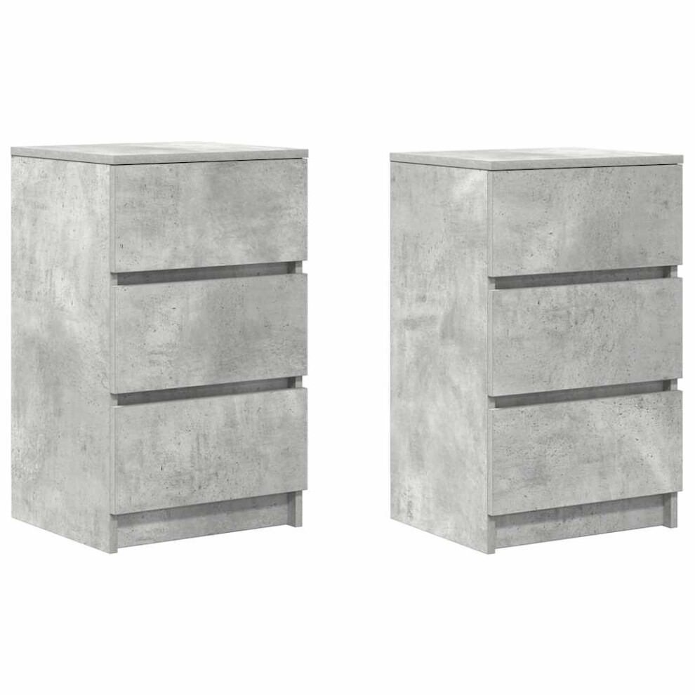 Vidaxl Bedside Cabinets With 3 Drawers 2 Pcs Concrete Grey 39X35x65 Cm