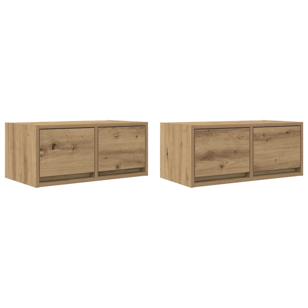 Vidaxl Tv Cabinets 2 Pcs Artisan Oak 60X31x25.5 Cm Engineered Wood Tv Bench