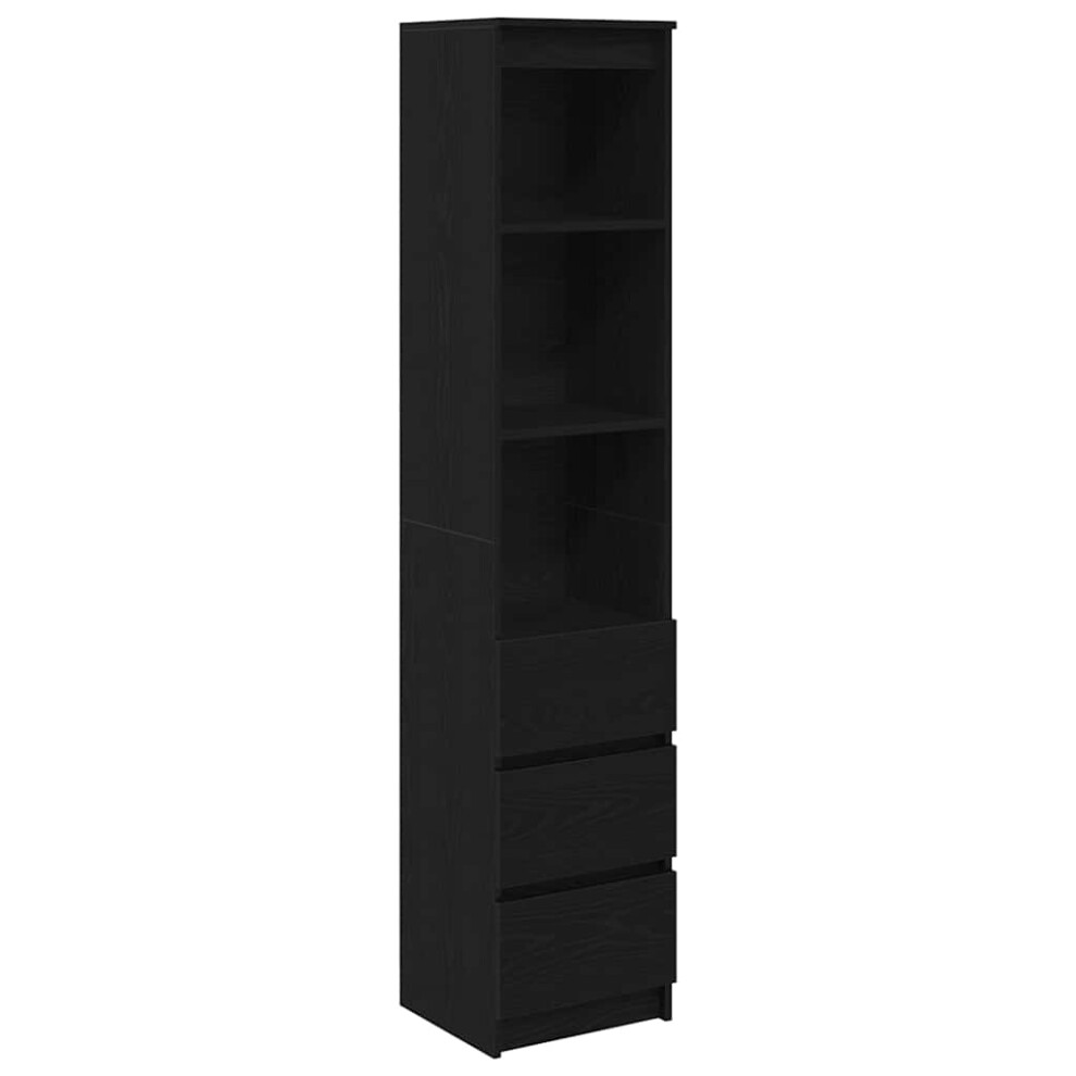 Vidaxl Black Highboard Oak 37.5X35x180 Cm Engineered Wood Cabinet Side Cabinet