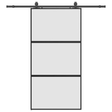 vidaXL Sliding Door with Hardware Set Black 102.5x205 cm Tempered Glass