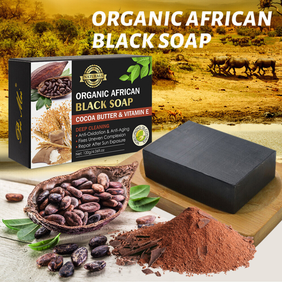 Black African Soap Vitamin E Essential Oil Soap Cleansing, Shrinking Pore, Bathing Handmade Soap
