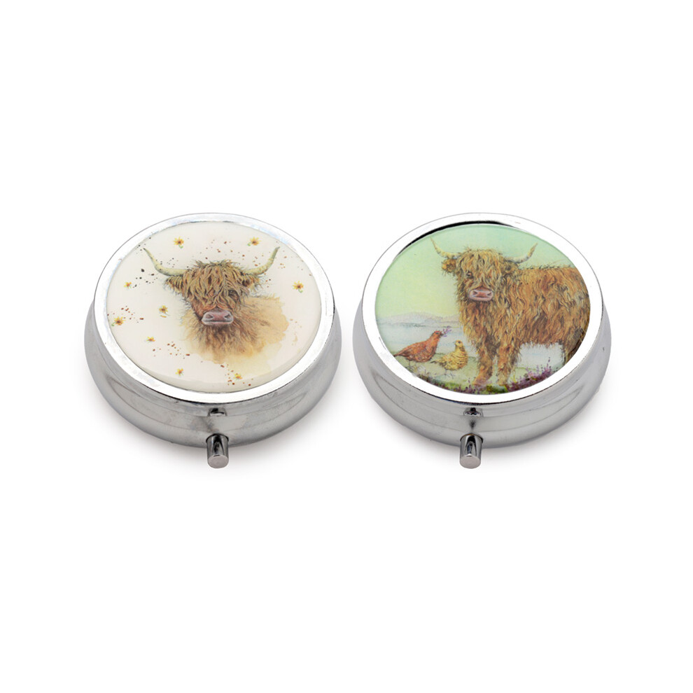 Pill Box 1 Jan Pashley Highland Coo Cow Farmyard Themed Pill Box Gifts