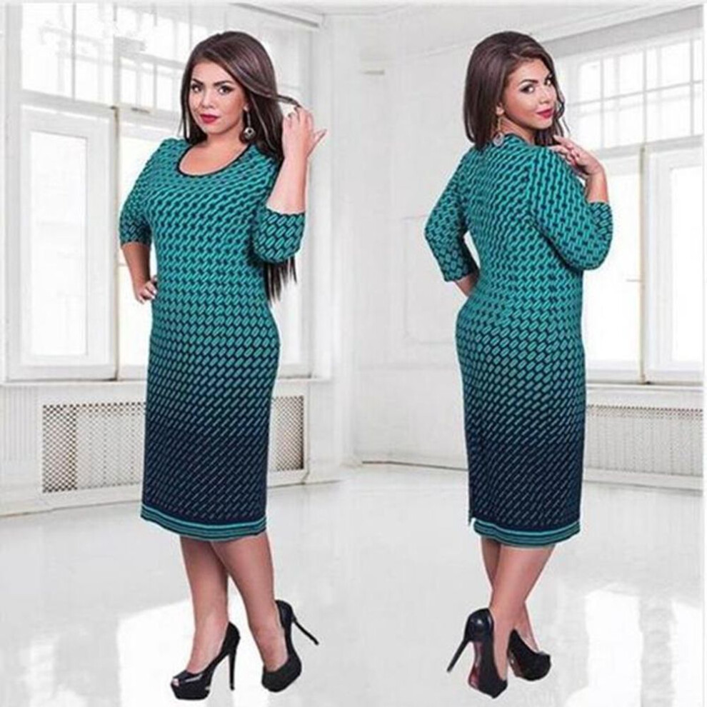 (green, XXXXXXL) Elegant Autumn Winter Women Loose Long Dresses Plus Size Casual Vestidos