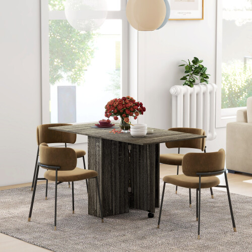 Homcom HOMCOM Mobile Drop Leaf Dining Table Folding Desk w/ 2 Wheels Dark Grey