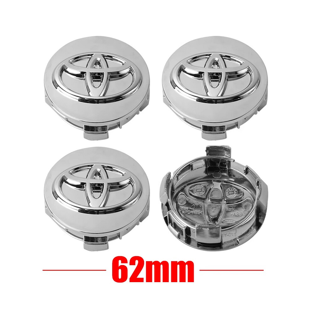(62Mm 02) 4Pcs Car Wheel Center Hub Center Cap Rim Hub Dustproof Cover Emblemem For Toyota Camry Corolla Rav4 Yaris Prius Accessories Silver 6900924446967