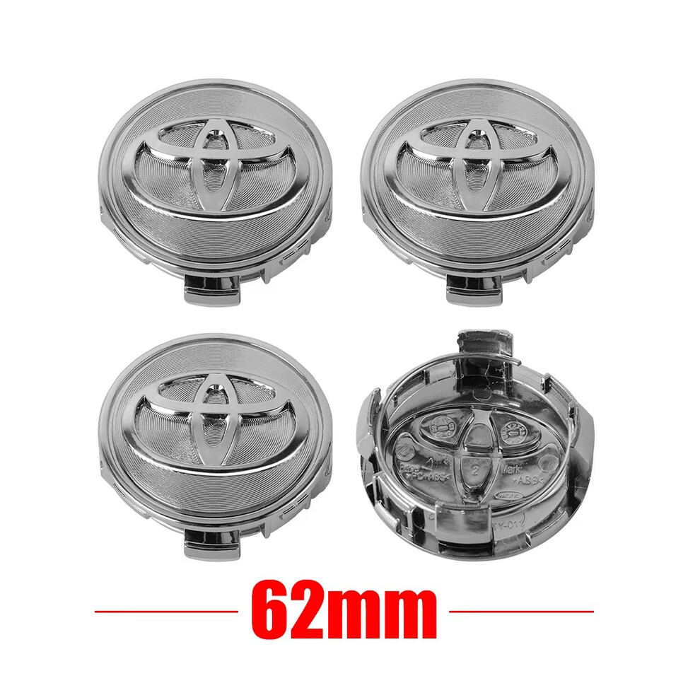 (62Mm 01) 4Pcs Car Wheel Center Hub Center Cap Rim Hub Dustproof Cover Emblemem For Toyota Camry Corolla Rav4 Yaris Prius Accessories Silver 6928411508981