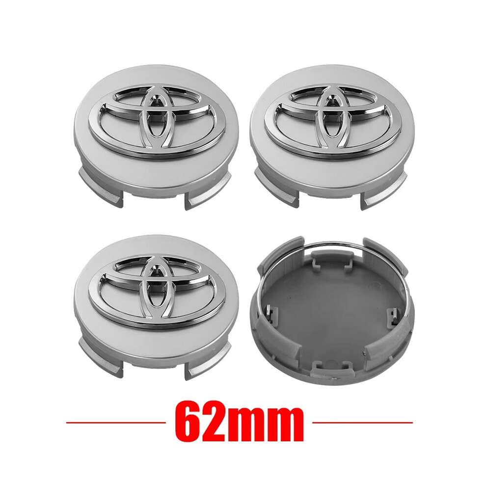 (62Mm 03) 4Pcs Car Wheel Center Hub Center Cap Rim Hub Dustproof Cover Emblemem For Toyota Camry Corolla Rav4 Yaris Prius Accessories Silver 6929791908385