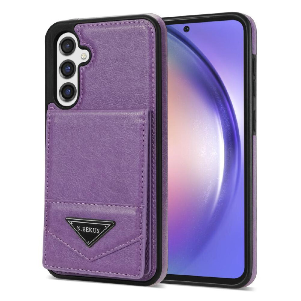 (Purple) Slim Case For Samsung Galaxy A14 4G Protective Cover Kickstand Pu Leather Rfid Blocking Magnetic Closure Purple 764549253166