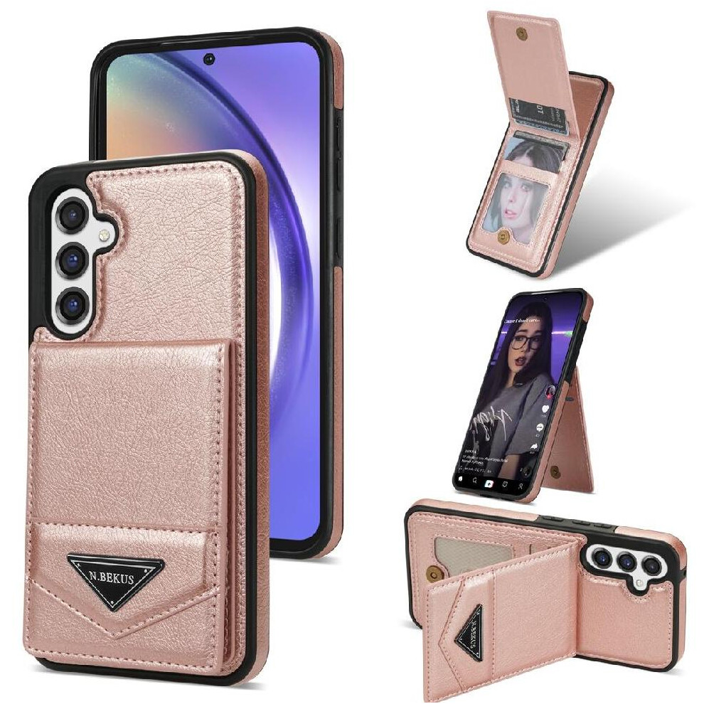 (Pink) Slim Case For Samsung Galaxy A14 4G Protective Cover Kickstand Pu Leather Rfid Blocking Magnetic Closure Pink 764549253173