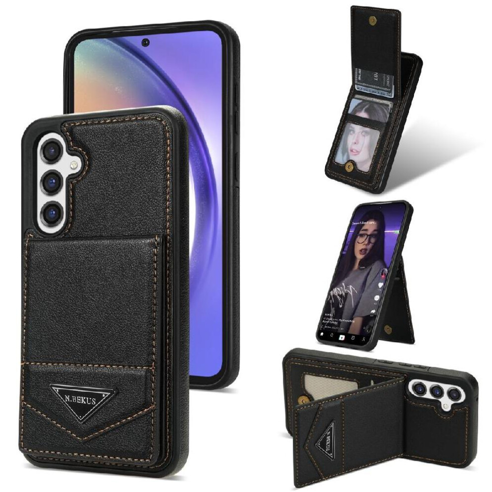 (Black) Slim Case For Samsung Galaxy A14 4G Protective Cover Kickstand Pu Leather Rfid Blocking Magnetic Closure Black 764549253180