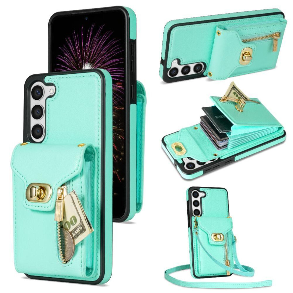 Photos - Case   for Organ Card Bag Samsung Galaxy S23 Plus Card Holder Crossbody Strap Wallet  Skin Friendly Strong Magneti(Green)