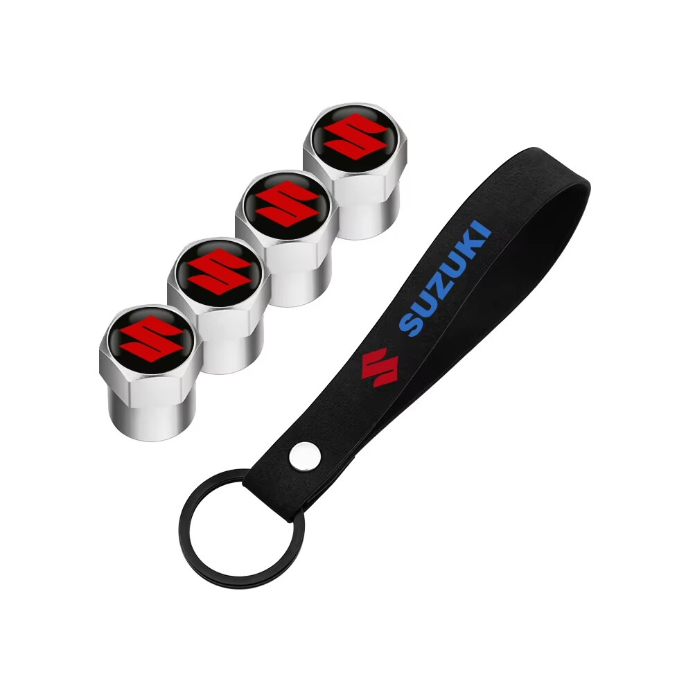 (Product mix silver) Auto Suede key strap Key ring Metal Alloy Valve Cover Wheel Caps For Suzuki JIMNY grand vitara sx4 swift Alto-image-OPC-PFZBRRM-NEW