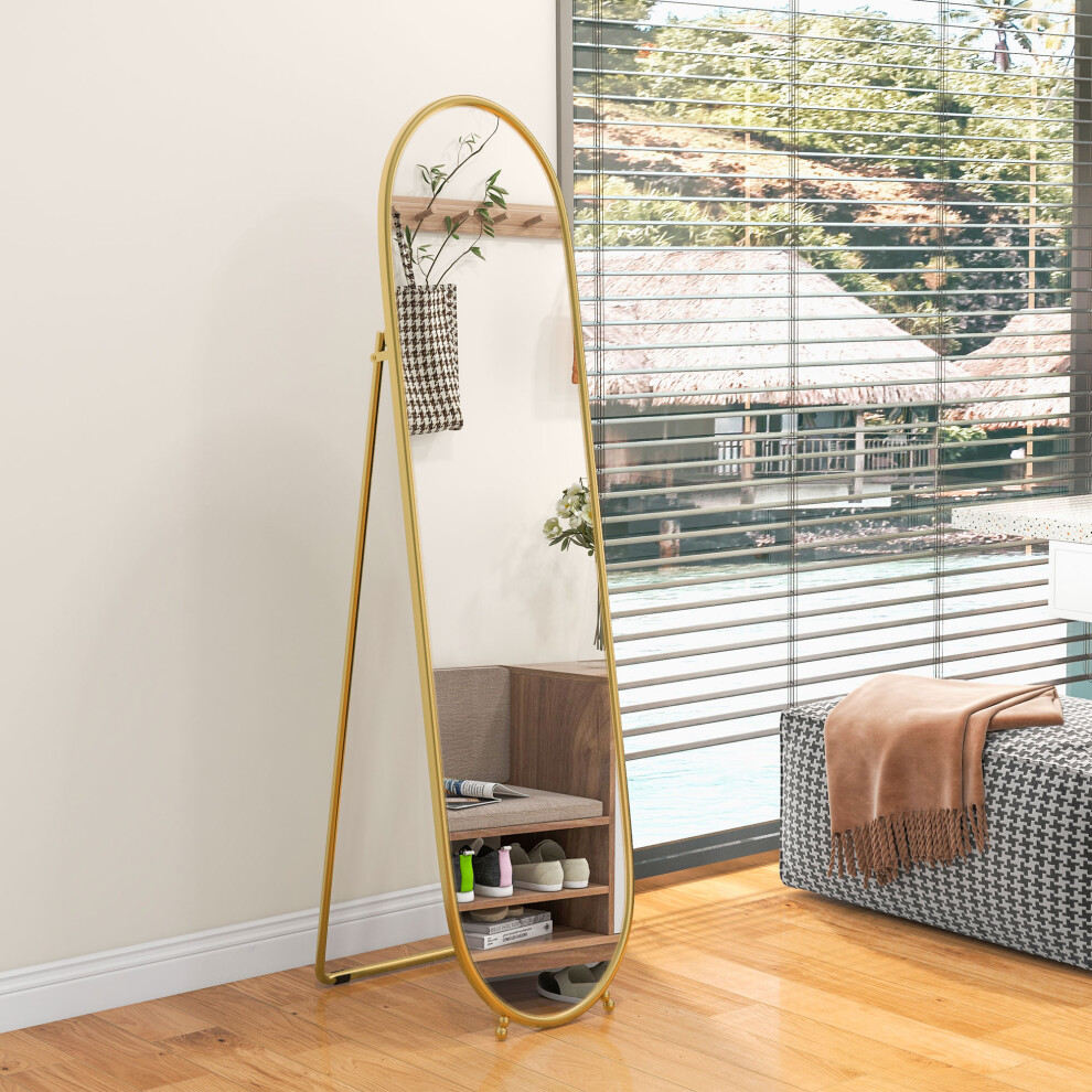Portland Gold Oval Full Length Mirror 160 x 40cm - Metal Frame - Image 4
