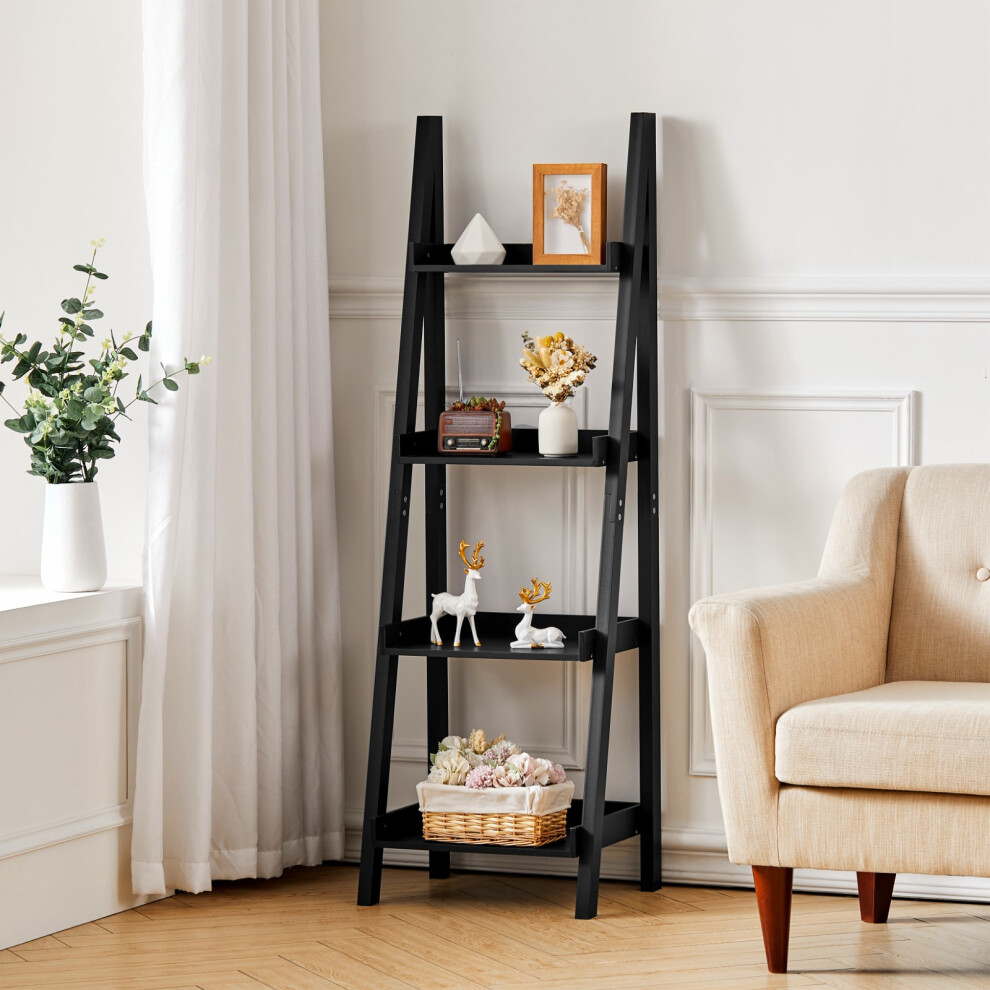 4-Tier Wooden Display Ladder Shelf Bookcase