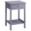 Living And Home Grey Side Table with Single Drawer and Round Solid Wood Handle 2