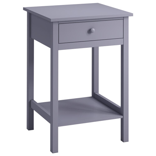 Living And Home Grey Side Table with Single Drawer and Round Solid Wood Handle 1