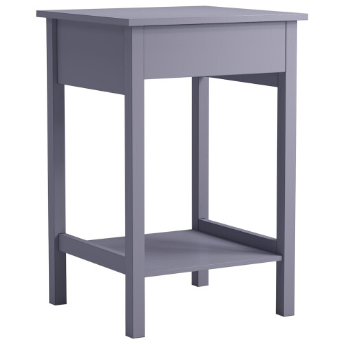 Living And Home Grey Side Table with Single Drawer and Round Solid Wood Handle 2