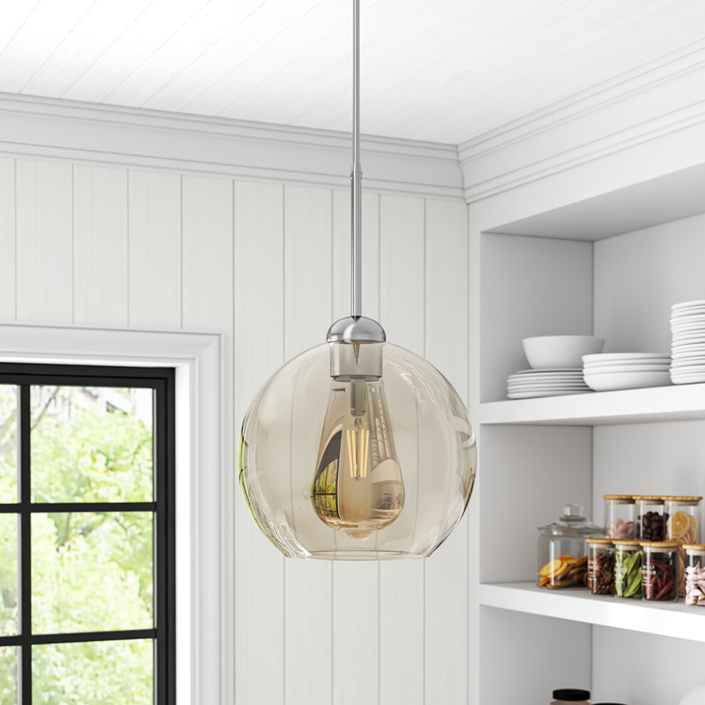 1 Light Globe Hanging Ceiling Light with Glass Lampshade