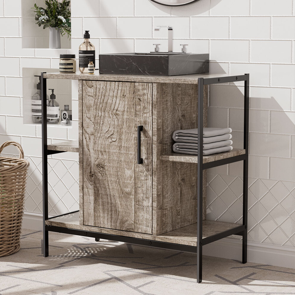 Single Door Under Sink Cabinet with Metal Frame