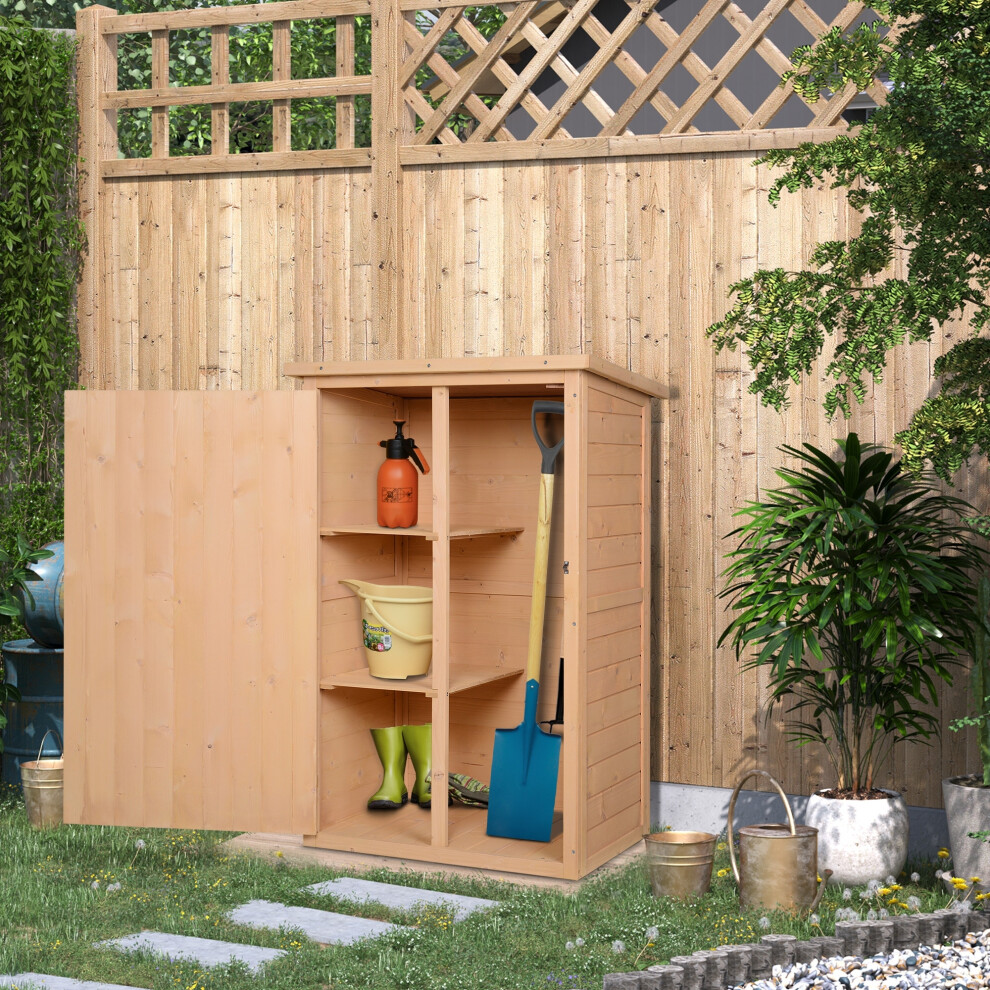 Outsunny Garden Shed Outdoor Tool Storage W/ 2 Shelve 75 X 56 X115cm Natural