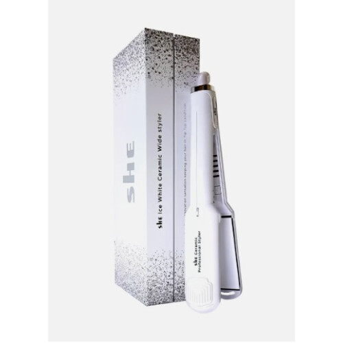 SHE WIDE CERAMIC White Hair Straighteners Variable Temperature,