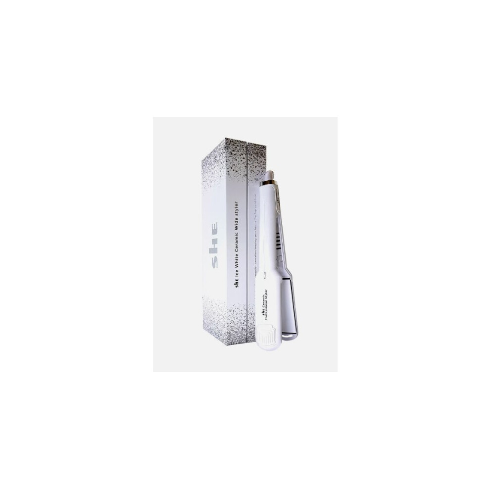 SHE WIDE CERAMIC White Hair Straighteners Variable Temperature,