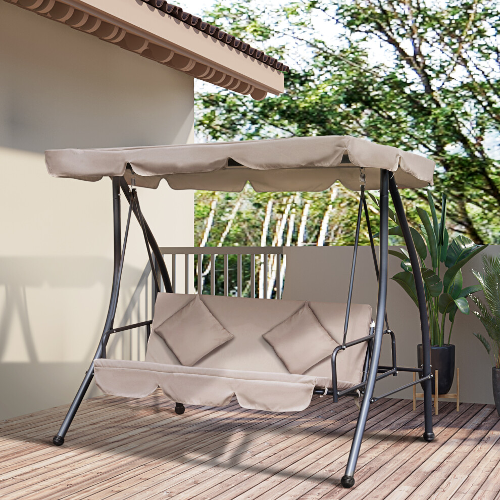 Outsunny 2-in-1 Swing Chair 3 Seater Hammock Cushion Bed Tilt Canopy