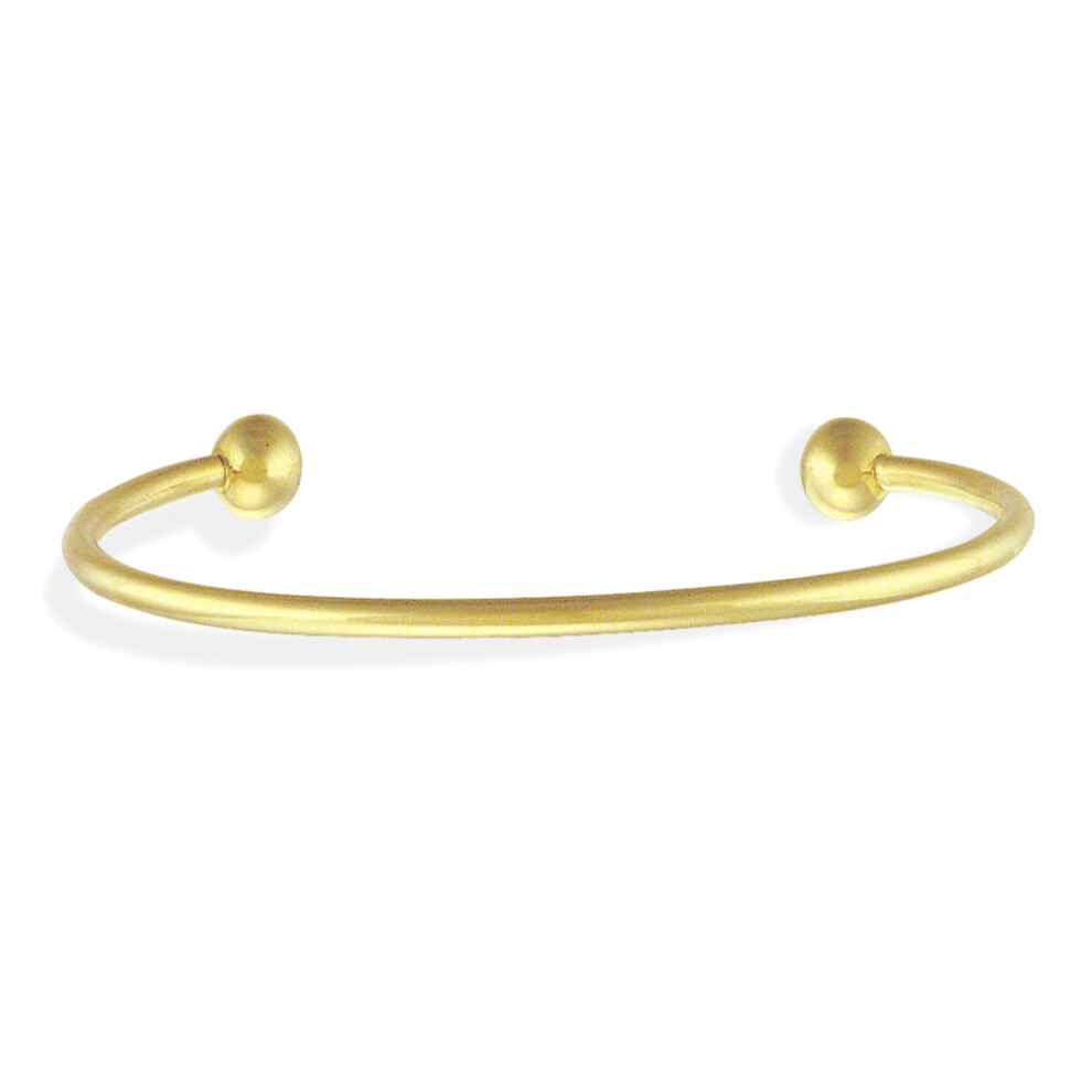 Jewelco London Ladies 9ct Yellow Gold Solid Wire Torque Bead Bangle Bracelet 3mm - BNNR02941
