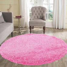 (Pink) Shaggy Rugs Circular Round Rugs Living Room Soft Pile