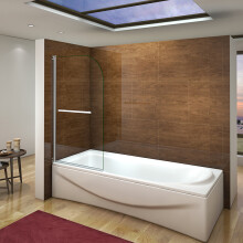 800x1400mm 180° Pivot Bath Shower Screen Glass Panel With Towel Rail