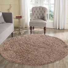 (Dark Beige) Shaggy Rugs Circular Round Rugs Living Room Soft Pile