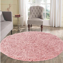 (Baby Pink) Shaggy Rugs Circular Round Rugs Living Room Soft Pile