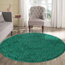 (Emerald) Shaggy Rugs Circular Round Rugs Living Room Soft Pile