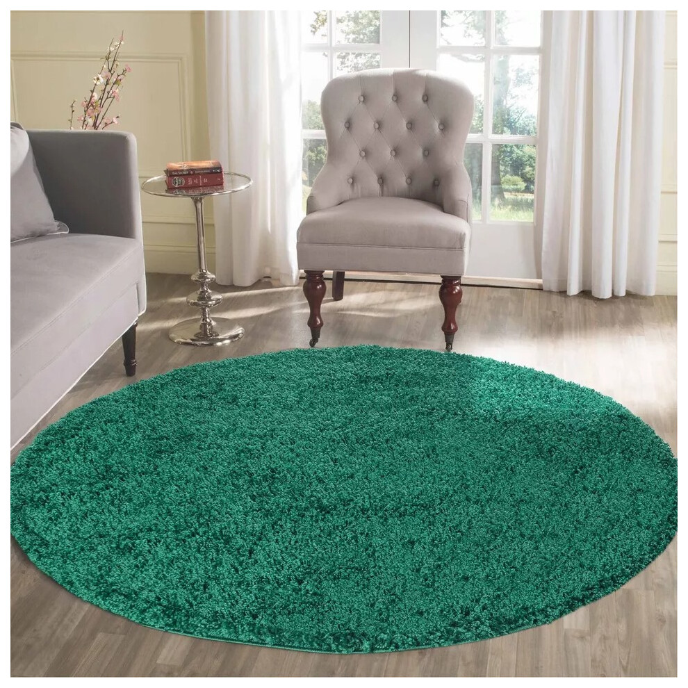 Shaggy Rugs Ltd (Emerald) Shaggy Rugs Circular Round Rugs Living Room Soft Pile